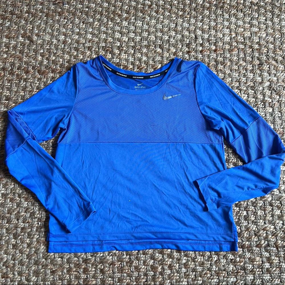Nike Womens Dri Fit Running Shirt Long Sleeve Crop Top